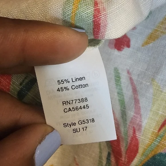 J. Crew Tropical Floral Linen Blend Lagenlook Peplum Top Size 2 - Picture 5 of 5